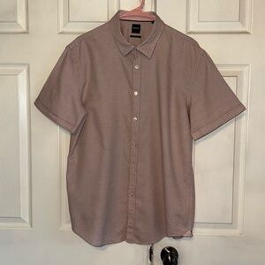 Hugo Boss Micro Dotted Slim Fit Button Down Short Sleeve Shirt